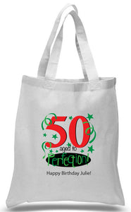 50th Birthday Celebration Printed tote in Red and green