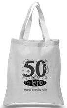 Load image into Gallery viewer, 50th Birthday Celebration Printed tote in Grey