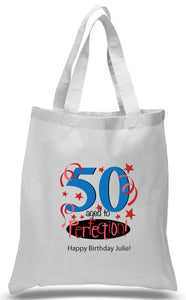 50th Birthday Celebration Printed tote in Blue and Red