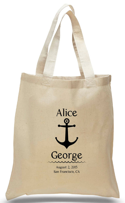 Anchor's Away design in black print, for weddings and other nautical events.