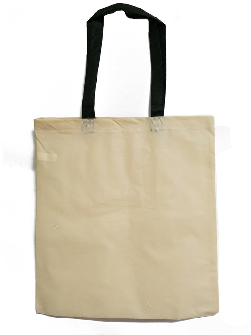 Natural budget tote with black handles