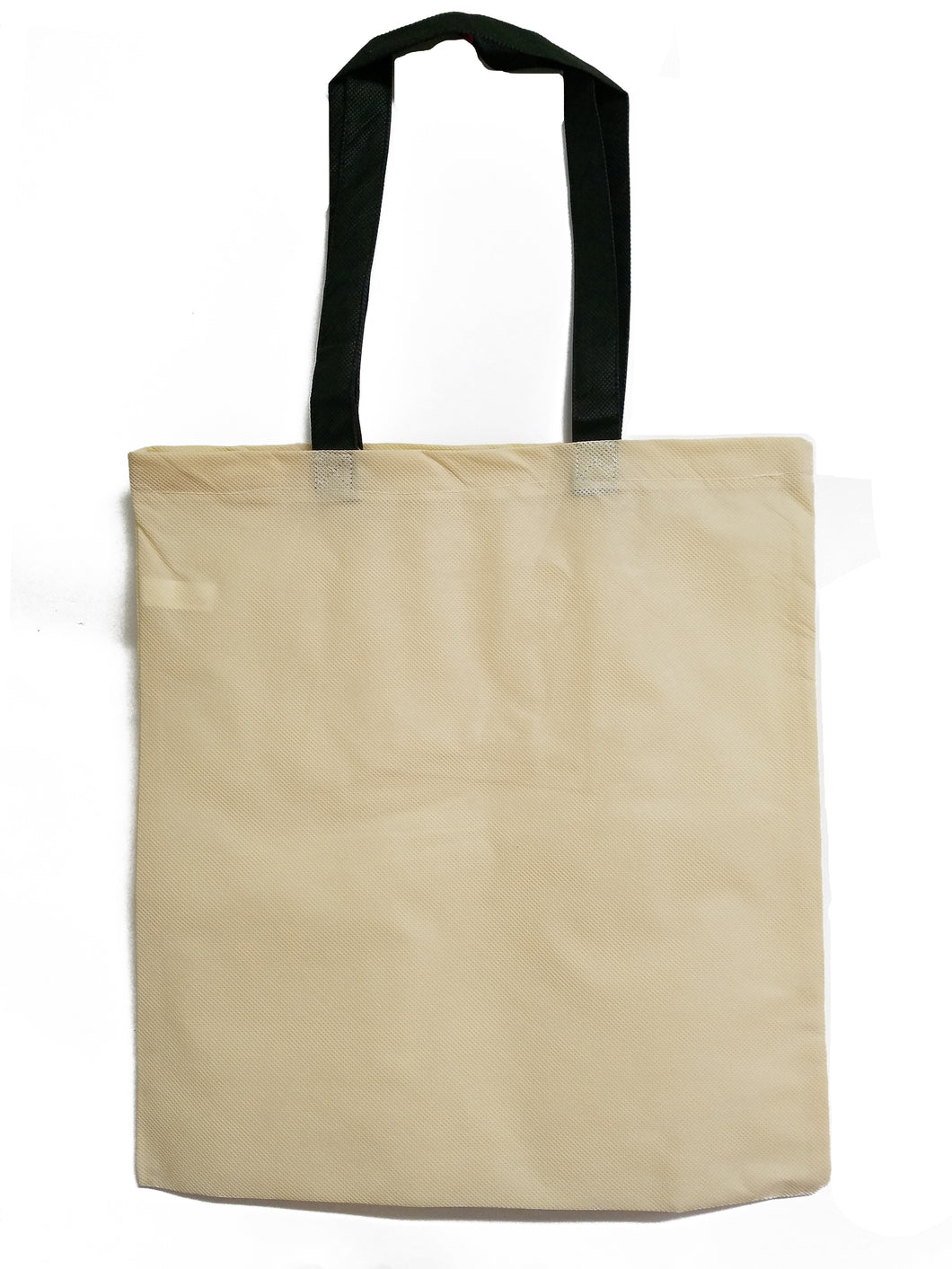 Natural budget tote with black handles