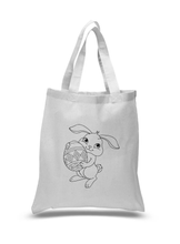 Load image into Gallery viewer, Easter Bunny with egg coloring page tote