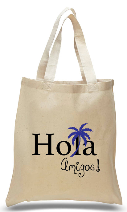 Hola Amigos Palm Tree Print in Black and Dark Blue