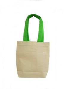 Mini budget tote with lime green handles