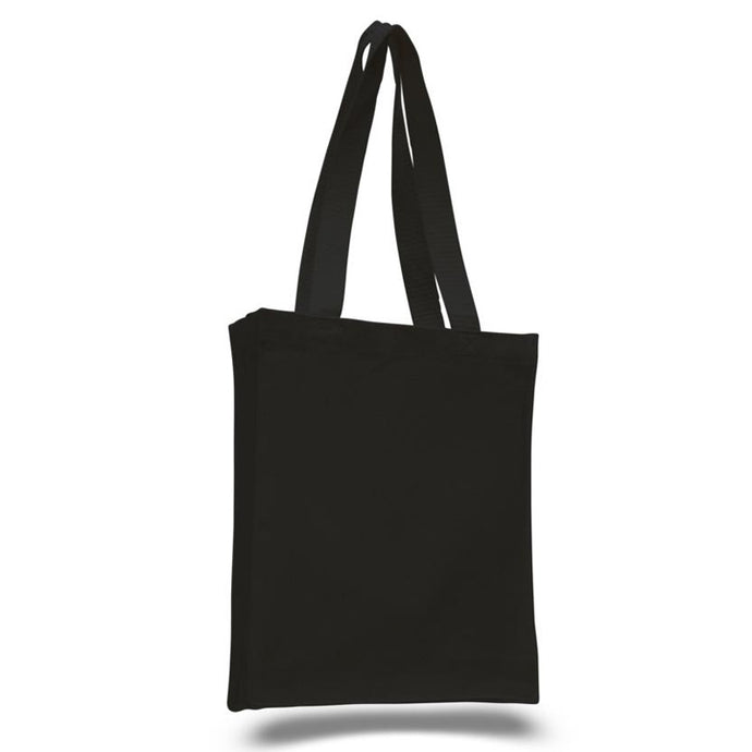 Canvas Book Bag with Gusset in Black