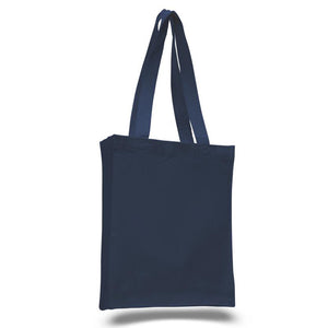 Canvas Book Bag with Gusset in Navy Blue