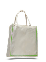 Load image into Gallery viewer, Fancy Canvas Tote with Color Stripe Trim in Lime Green
