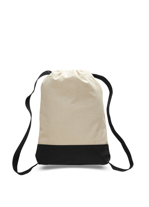 Canvas Two Toned Sport Back Pack in Black 