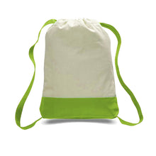 Load image into Gallery viewer, Canvas Two Toned Sport Back Pack in Lime Green