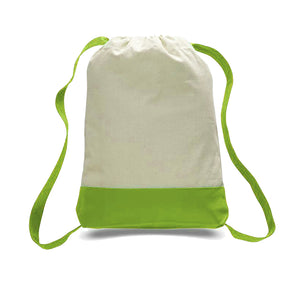 Canvas Two Toned Sport Back Pack in Lime Green