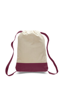 Canvas Two Toned Sport Back Pack in Maroon