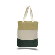 Load image into Gallery viewer, Heavy Duty Tri Color tote in Forest Green, Natural, and Khaki