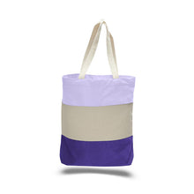 Load image into Gallery viewer, Heavy Duty Tri Color tote in Lavender, Natural, and Purple
