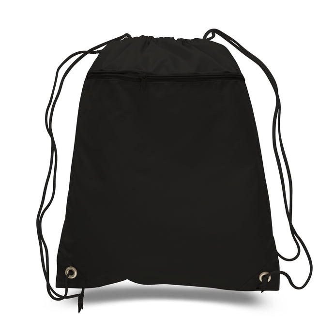 Polyester Drawstring Backpack in Black