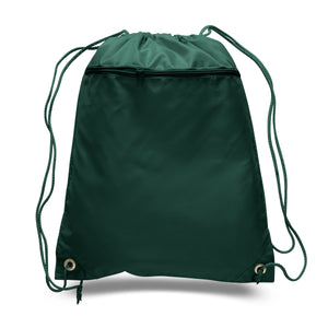 Polyester Drawstring Backpack in Forest Green