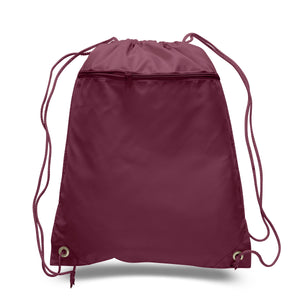 Polyester Drawstring Backpack in Maroon