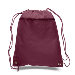 Polyester Drawstring Backpack in Maroon