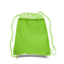 Load image into Gallery viewer, Polyester Drawstring Backpack in Lime Green