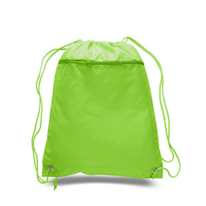Polyester Drawstring Backpack in Lime Green