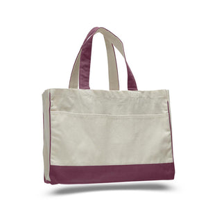 Heavy Duty Shopping Bag with Zippered Pocket in Maroon