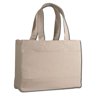 Heavy Duty Shopping Bag with Zippered Pocket in Natural