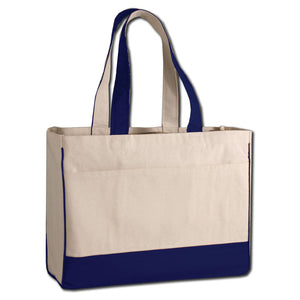Heavy Duty Shopping Bag with Zippered Pocket in Navy Blue