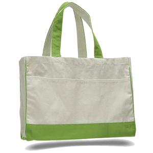 Heavy Duty Shopping Bag with Zippered Pocket in Lime Green