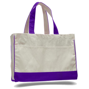 Heavy Duty Shopping Bag with Zippered Pocket in Purple