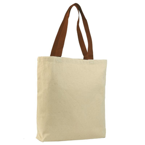 Canvas Jumbo Tote with Colored Handles in Chocolate