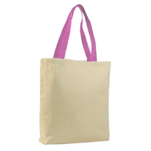 Load image into Gallery viewer, Canvas Jumbo Tote with Colored Handles in Light Pink
