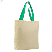 Load image into Gallery viewer, Canvas Jumbo Tote with Colored Handles in Lime Green