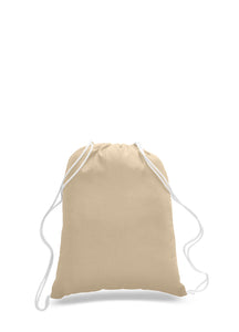 Cotton Drawstring Backpack in Natural 