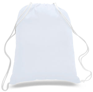 Cotton Drawstring Backpack in White