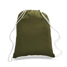Load image into Gallery viewer, Cotton Drawstring Backpack in Army