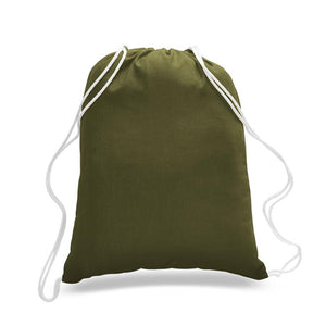 Cotton Drawstring Backpack in Army