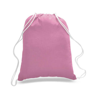 Cotton Drawstring Backpack in Pink