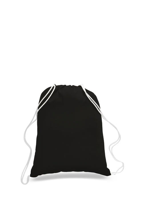 Cotton Drawstring Backpack in Black