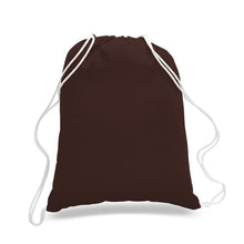 Load image into Gallery viewer, Cotton Drawstring Backpack in Chocolate