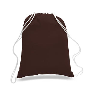 Cotton Drawstring Backpack in Chocolate