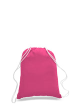 Load image into Gallery viewer, Cotton Drawstring Backpack in Hot Pink