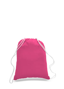 Cotton Drawstring Backpack in Hot Pink