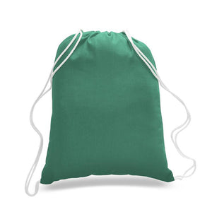 Cotton Drawstring Backpack in Kelly Green