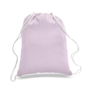 Cotton Drawstring Backpack in Light Pink