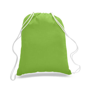 Cotton Drawstring Backpack in Lime Green