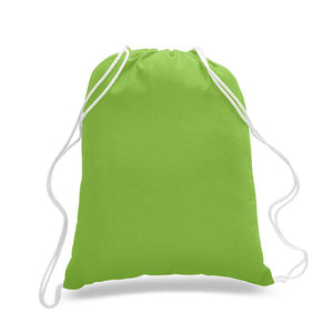 Cotton Drawstring Backpack in Lime Green