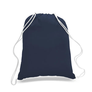 Cotton Drawstring Backpack in Navy Blue