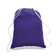 Load image into Gallery viewer, Cotton Drawstring Backpack in Purple