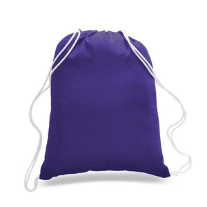 Cotton Drawstring Backpack in Purple