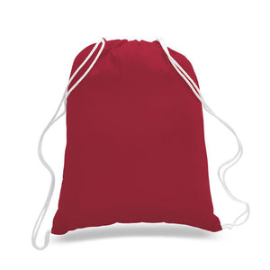 Cotton Drawstring Backpack in Red